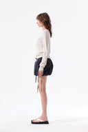 STRING DETAIL KNIT CARDIGAN IN CREAM image 19