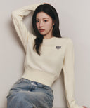 W SMALL CLASSIC LOGO CROP KNIT PULLOVER IN IVORY image 1