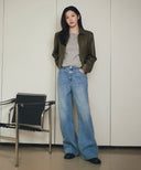 W FLOWER PATTERN LONG SLEEVE TEE IN IVORY image 11