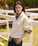 HALF NECK ZIPUP KNIT IN CREAM image 1