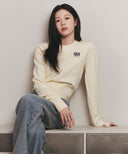 W SMALL CLASSIC LOGO CROP KNIT PULLOVER IN IVORY image 2