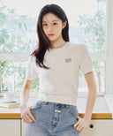 W SMALL CLASSIC LOGO HALF KNIT PULLOVER IN IVORY image 2
