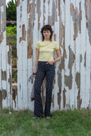 FLOWER PATTERN FLARE DENIM PANTS IN BLACK image 13