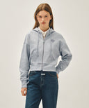 W BACK CLASSIC LOGO CROP HOODIE ZIPUP IN HEATHER GREY image 12