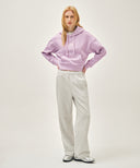 W SMALL CLASSIC LOGO CROP HOODIE IN LAVENDER