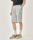 CLASSIC LOGO CARGO SWEAT SHORTS IN HEATHER GREY image 1