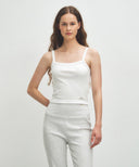 W BASIC STRING CROP SLEEVELESS IN WHITE image 1