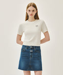 W SMALL CLASSIC LOGO HALF KNIT PULLOVER IN IVORY image 3