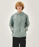 HOODED PACKABLE NYLON JACKET IN MINT GREY image 1