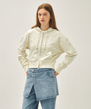 W CLASSIC LOGO CROP HOODIE ZIPUP IN IVORY image 4