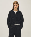 W CLASSIC LOGO CROP HOODIE ZIPUP IN BLACK BLACK image 1