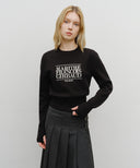 W CLASSIC LOGO CROP KNIT IN BLACK image 1