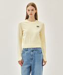 W SMALL CLASSIC LOGO CROP KNIT PULLOVER IN IVORY image 3