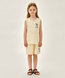 KIDS TERRY SLEEVELESS+PANTS SET-UP IN CREAM image 1