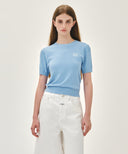 W SMALL CLASSIC LOGO HALF KNIT PULLOVER IN SKY BLUE image 1