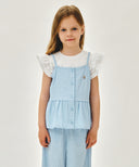 KIDS W CHECK SLEEVELESS BLOUSE IN BLUE image 1