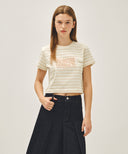 W CLASSIC LOGO CROP TEE IN IVORY image 1