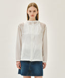 HOODED PACKABLE NYLON JACKET IN WHITE image 1