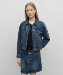 W DENIM TUCK DETAIL JACKET IN LIGHT BLUE image 1