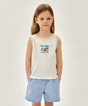 KIDS WAFFLE RINGER SLEEVELESS IN IVORY image 1