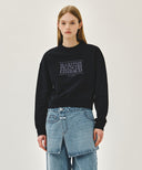 W CLASSIC LOGO CROP SWEATSHIRT IN NAVY image 1