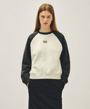 W BLOCK CLASSIC LOGO RAGLAN CROP SWEATSHIRT IN CHARCOAL GREY image 1