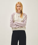 W BLOCK CLASSIC LOGO RAGLAN CROP SWEATSHIRT IN LIGHT PURPLE image 1