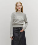 W CLASSIC LOGO CROP KNIT IN MELANGE GRAY image 1
