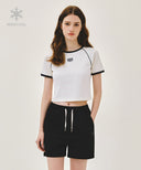 W AEROCOOL SMALL CLASSIC LOGO SLIM RINGER TEE IN IVORY