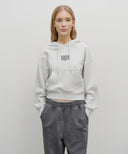 W SMALL CLASSIC LOGO CROP HOODIE IN LIGHT HEATHER GREY image 9