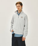 SMALL CLASSIC LOGO HALF ZIPUP SWEATSHIRT IN LIGHT HEATHER GREY image 2