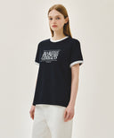 AEROCOOL CRACK CLASSIC LOGO RINGER TEE IN NAVY image 2