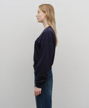 W RAW EDGE APPLIQUE LOGO CROP SWEATSHIRT IN NAVY image 2