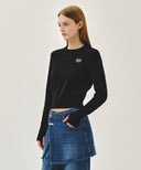 W SMALL CLASSIC LOGO CROP KNIT PULLOVER IN BLACK image 2