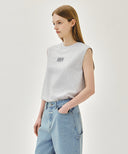 SORONA COOL SMALL CLAASIC LOGO SLEEVELESS IN LIGHT HEATHER GREY