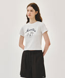 W LEMON GRAPHIC SLIM CROP TEE IN WHITE image 2