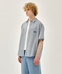 M CHECK HALF SLEEVE SHIRT IN IVORY image 8