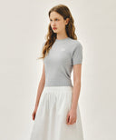 W SMALL CLASSIC LOGO HALF KNIT PULLOVER IN HEATHER GREY image 2