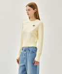 W SMALL CLASSIC LOGO CROP KNIT PULLOVER IN IVORY image 4