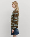 REGULAR LOGO STRIPE POLO KNIT IN CAMEL image 2
