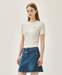 W SMALL CLASSIC LOGO HALF KNIT PULLOVER IN IVORY image 4