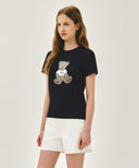 W DOODLE BEAR TEE IN NAVY image 2