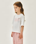 KIDS W BALLET CLASSIC LOGO SEMI CROP TEE IN WHITE image 2