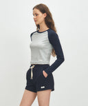 W BASIC CROP LONG SLEEVE IN HEATHER GREY image 2