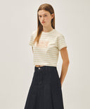 W CLASSIC LOGO CROP TEE IN IVORY image 2
