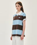 SMALL CLASSIC LOGO RUGBY STRIPE OVERSIZED COLLAR TEE IN SKY BLUE image 2