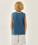 KIDS DOODLE CLASSIC LOGO POCKET SLEEVELESS IN BLUE image 3