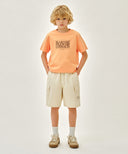 KIDS COTTON CARGO SHORTS IN CREAM image 3