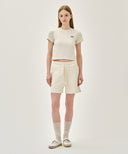 W LACE DETAIL SWEAT SHORTS IN IVORY image 3
