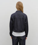 W DENIM TUCK DETAIL JACKET IN DARK BLUE image 3